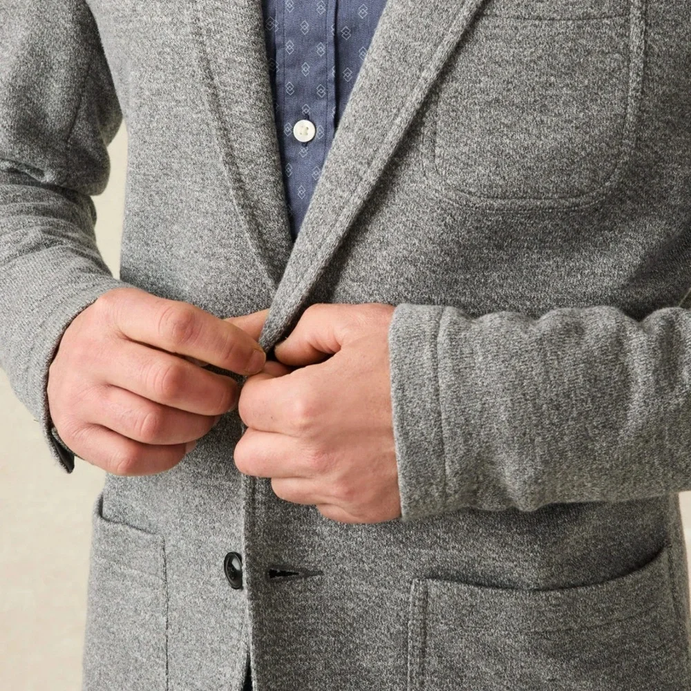 Faherty Inlet‎ Knit Blazer Grey Melange Medium New With Tags